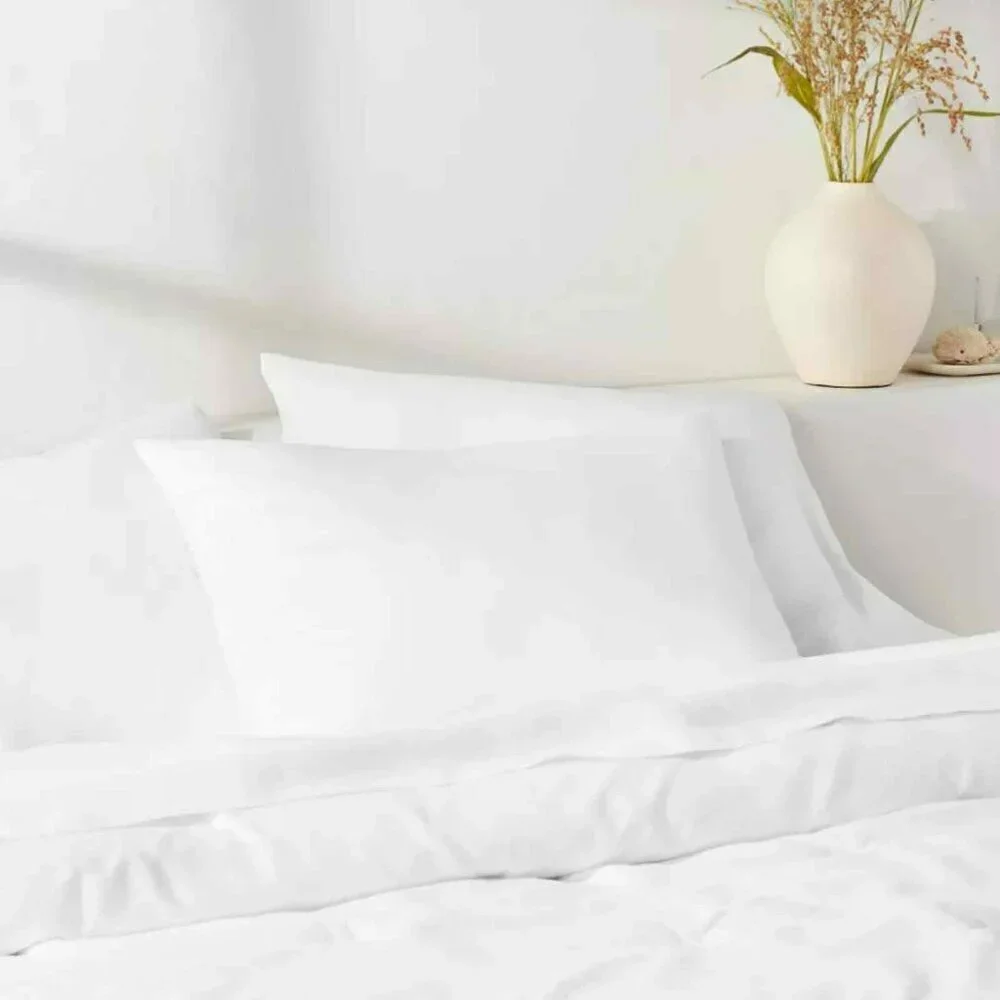 New! Set of 2 Casaluna Lyocell Cotton Blend Comforter Shams, White, King Size